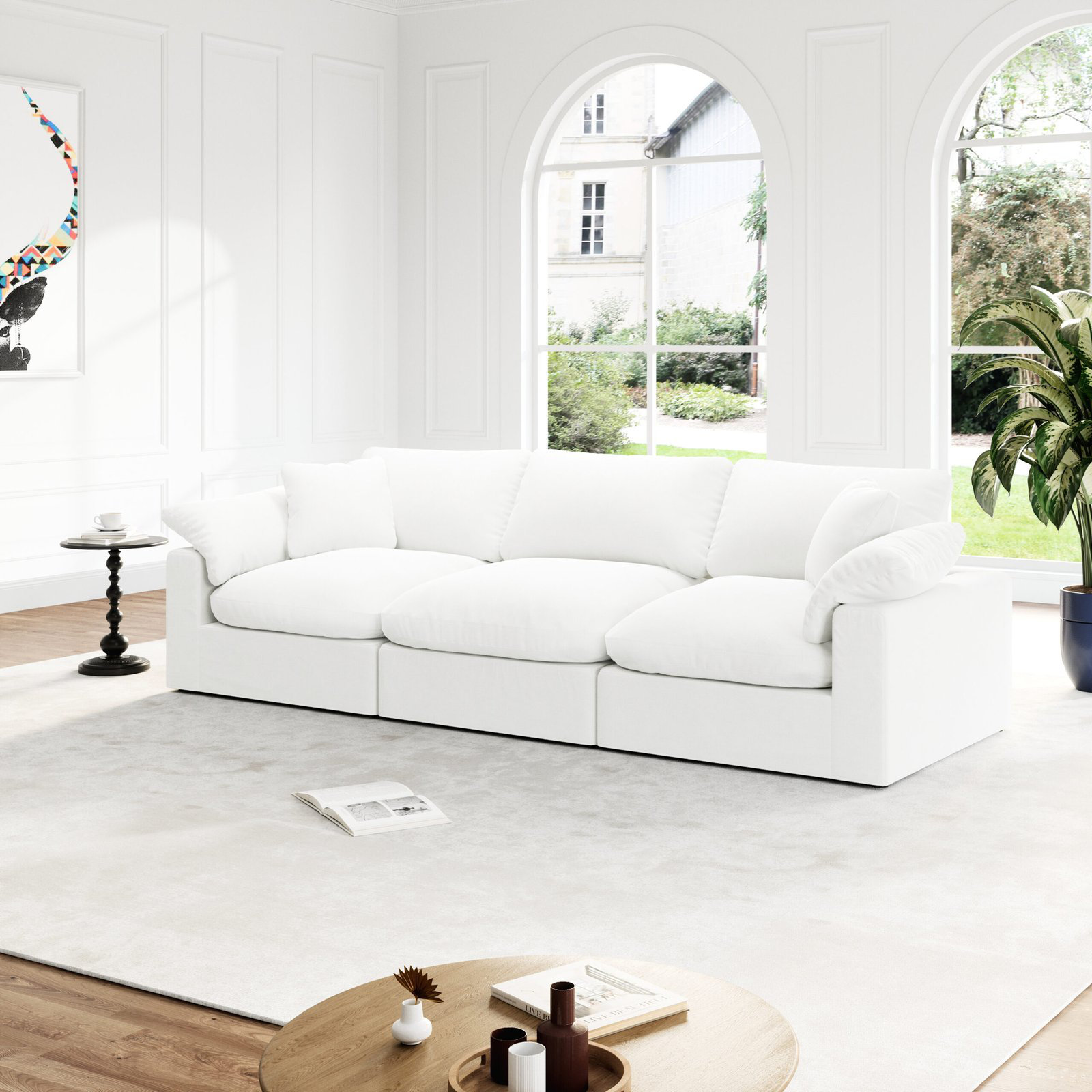 Latitude Run Upholstered Cloud Modular Sectional Sofa Modern Comfy Couch Filled With Down Convertible Deep Seat Couches For Living Room Apartment Lounge Bedroom Wayfair